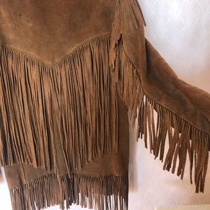 Vintage leather  jacket with fringe detail